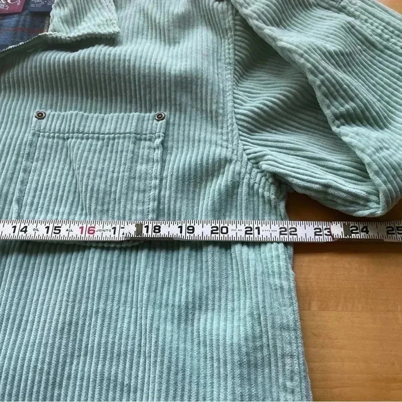 Denim & Co Womens Corduroy Jacket Medium Light Green Zip Up Pockets Unlined - Picture 10 of 11